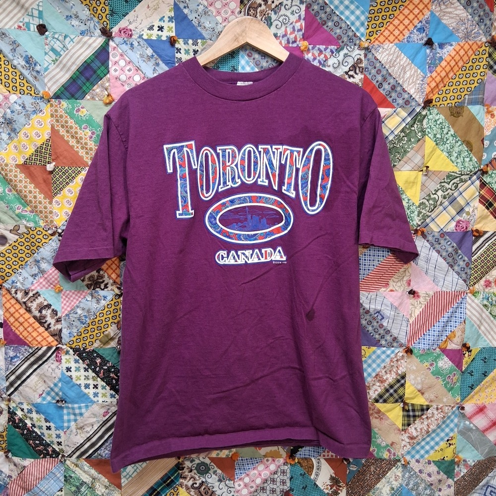 * Vintage 1993 Waves Toronto Canada Tee Shirt Size Medium Purple Single Stitch